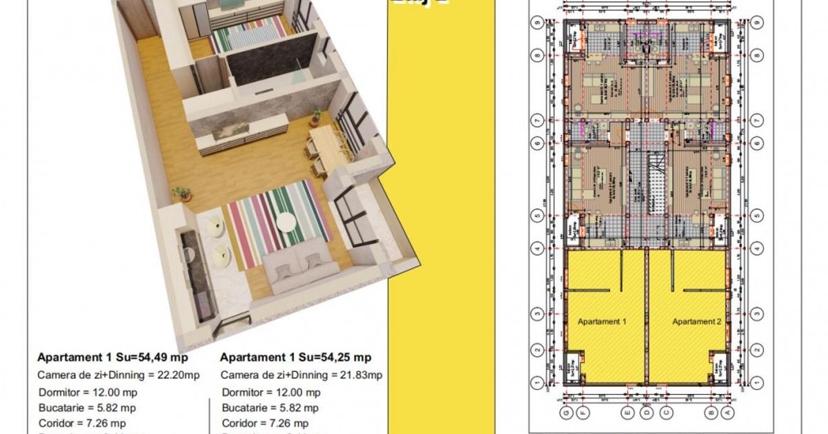 Apartament decomandat cu 2 camere în Sânandrei
