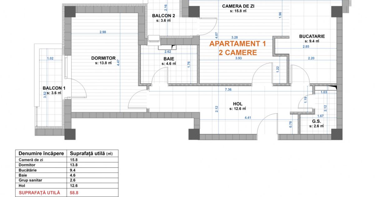 Apartament decomandat cu 2 camere în zona Central, Bacău