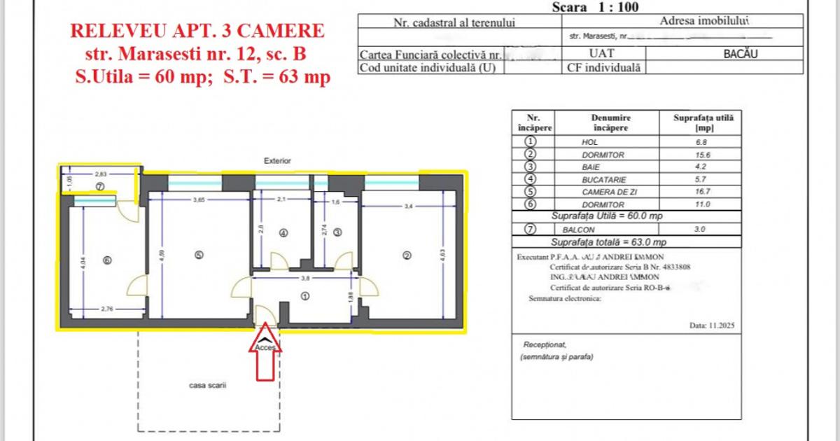 Apartament semidecomandat cu 3 camere în zona Ultracentral, Bacău