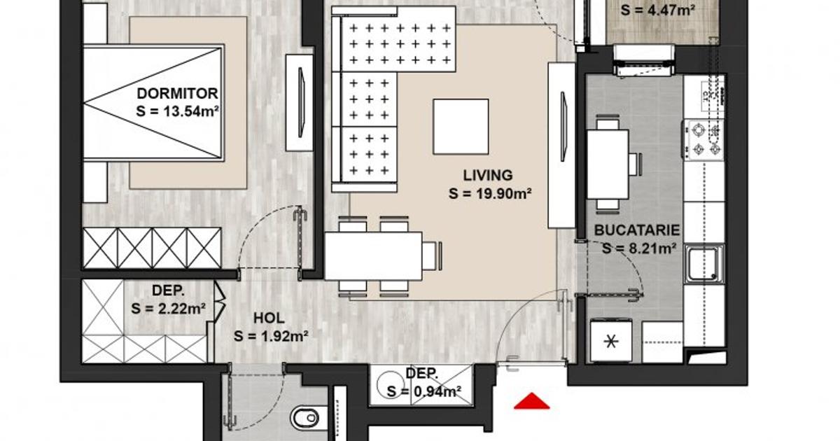 Apartament decomandat cu 2 camere în zona Dârste, Brașov