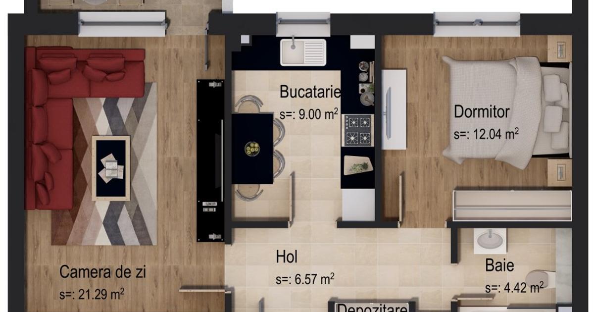 Apartament decomandat cu 2 camere în zona Tractorul, Brașov