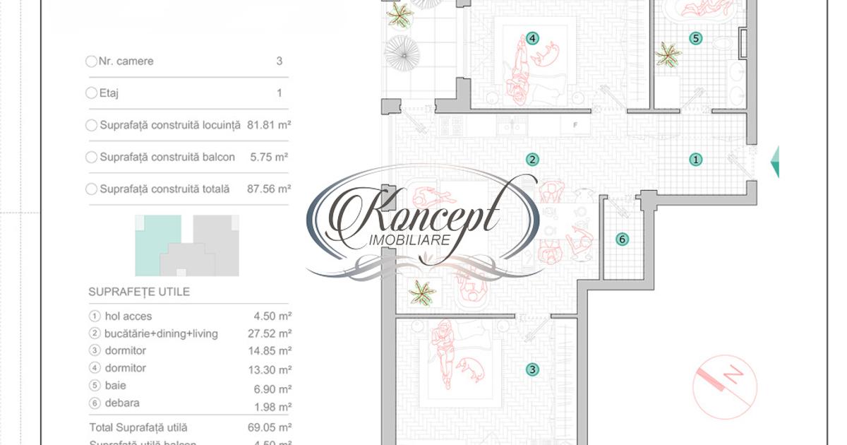 Apartament semidecomandat cu 3 camere în zona Iris, Cluj-Napoca