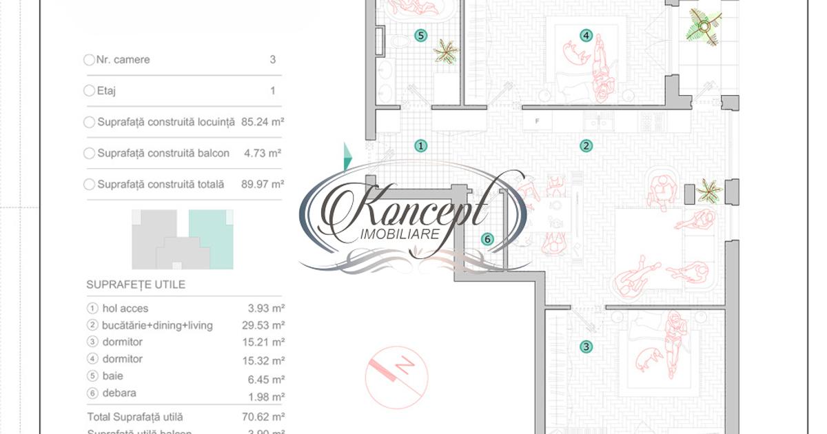 Apartament semidecomandat cu 3 camere în zona Iris, Cluj-Napoca