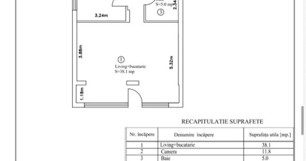 Apartament decomandat cu 2 camere în zona Central, Codlea
