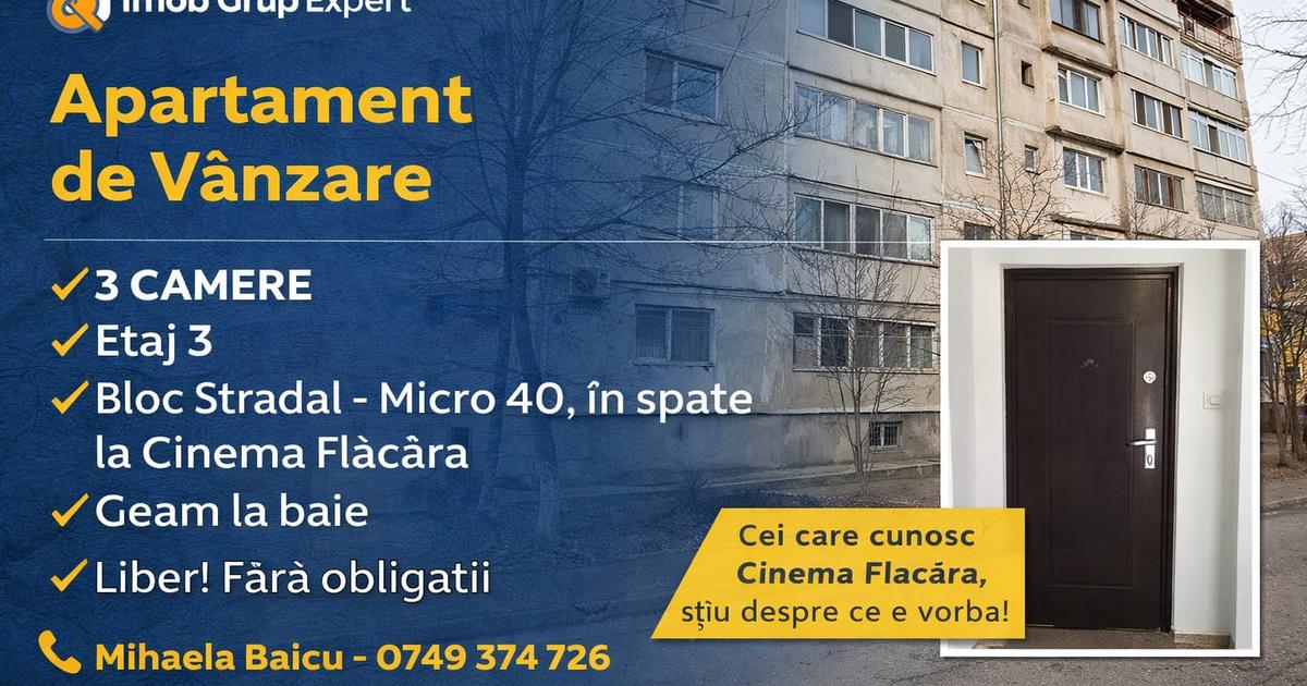 Apartament semidecomandat cu 2 camere în zona Micro 40, Galați