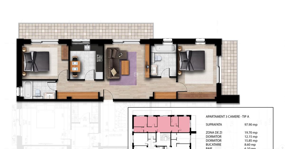 Apartament decomandat cu 3 camere în zona Bucium, Iași