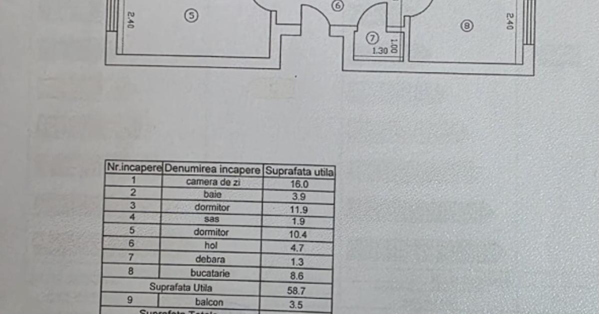 Apartament decomandat cu 3 camere în zona Tătărași, Iași