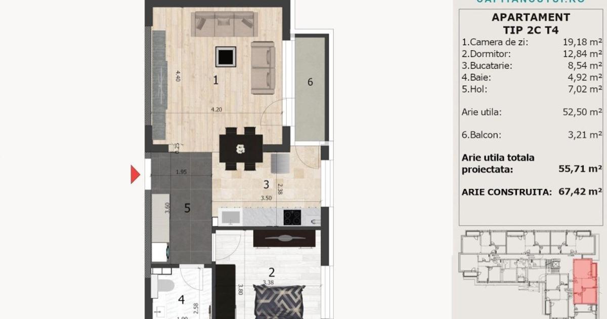 Apartament decomandat cu 2 camere în zona Negru Vodă, Pitești