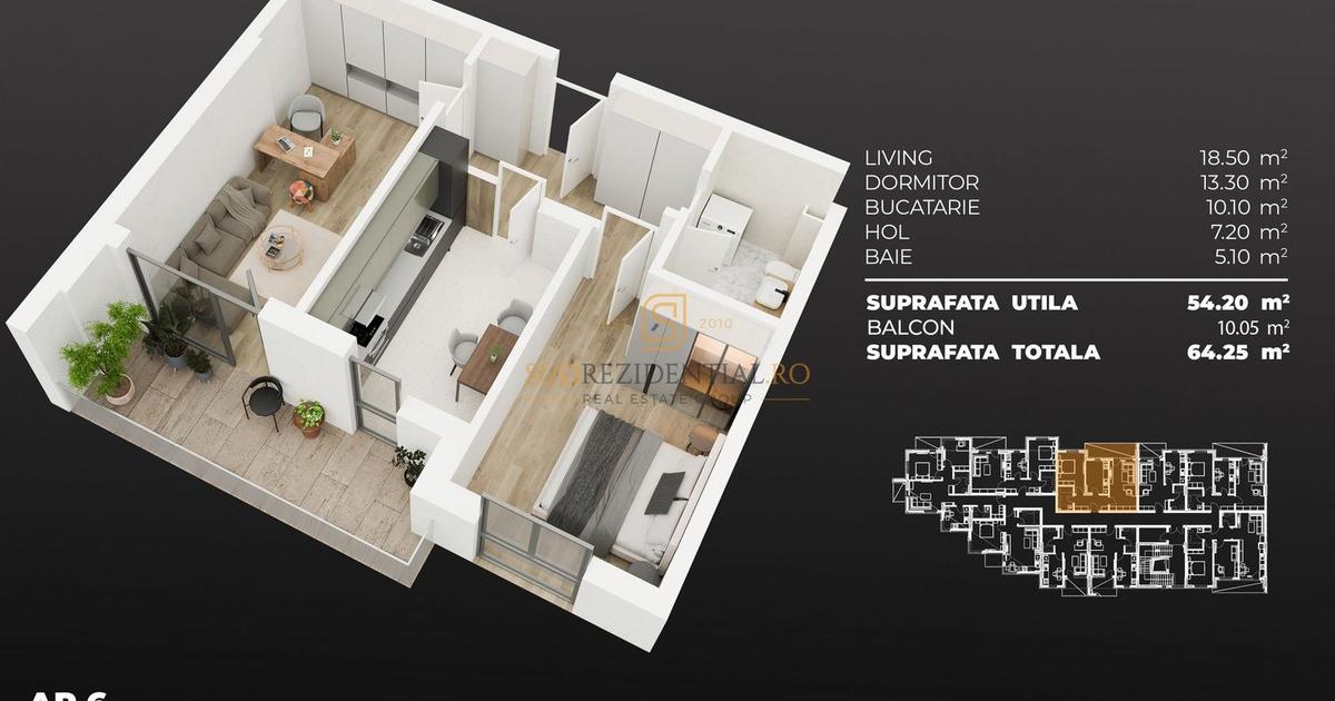 Apartament decomandat cu 2 camere în zona Central, Popești-Leordeni