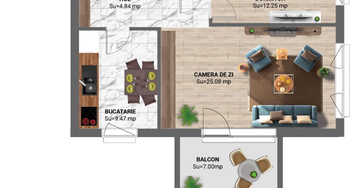 Apartament decomandat cu 2 camere în zona Nord, Sector 1