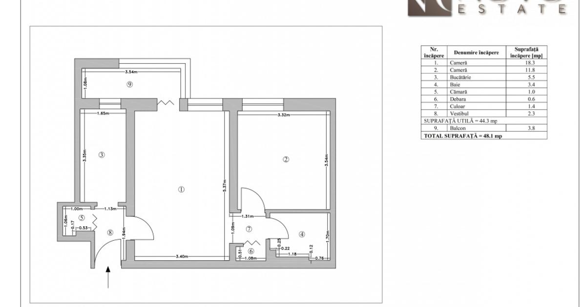 Apartament semidecomandat cu 2 camere în zona Titan, Sector 3
