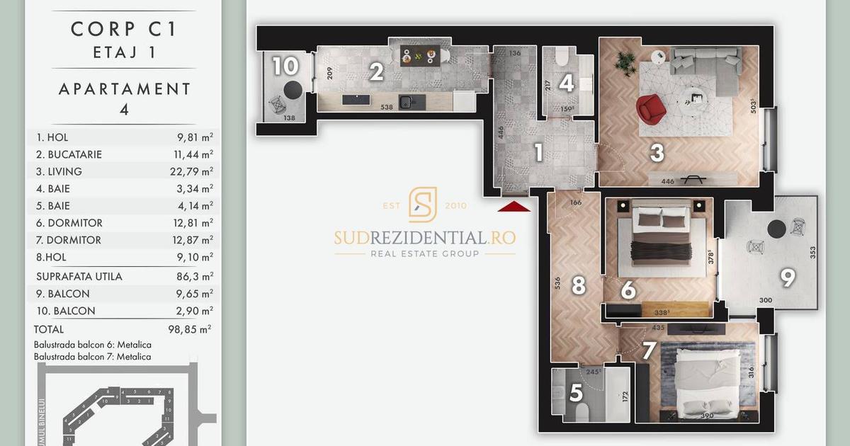 Apartament decomandat cu 3 camere în zona Metalurgiei, Sector 4