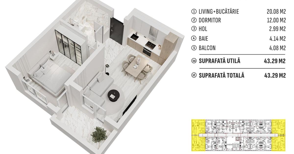 Apartament semidecomandat cu 2 camere în zona Militari, Sector 6