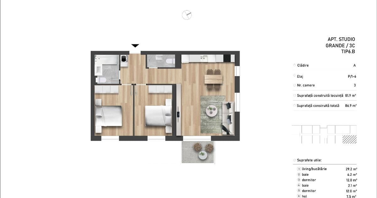 Apartament decomandat cu 3 camere în zona Central, Târgoviște