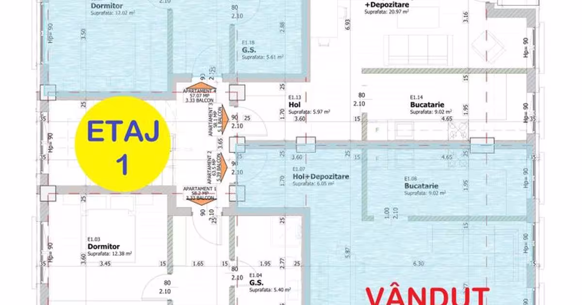 Apartament decomandat cu 2 camere în zona Spital, Vaslui
