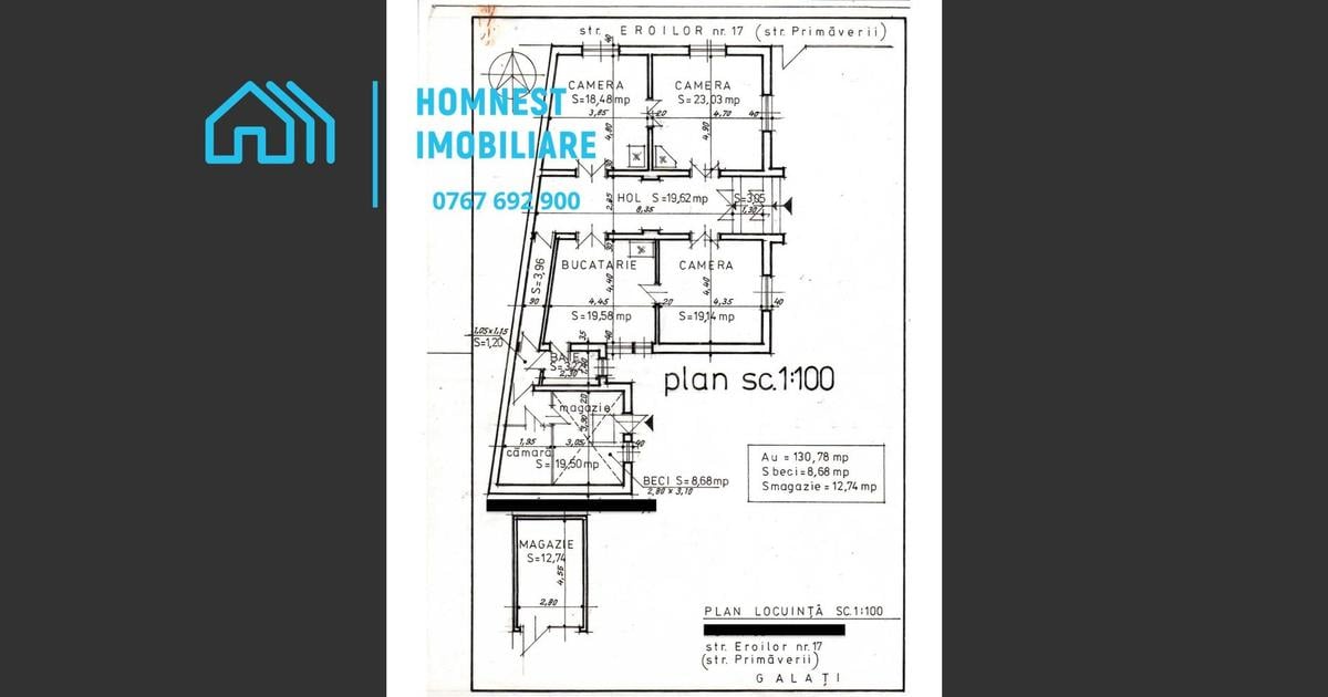 Casă cu 3 camere în zona Central, Galați