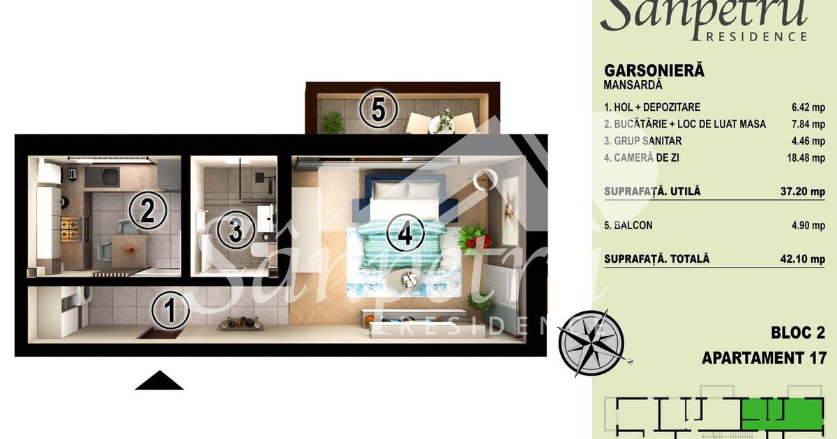 Garsonieră decomandată în Sânpetru