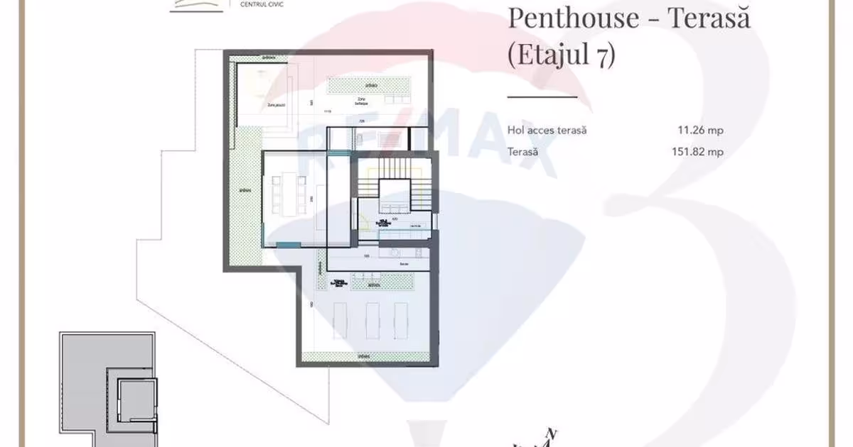 Penthouse decomandat cu 3 camere în zona Centrul Civic, Brașov