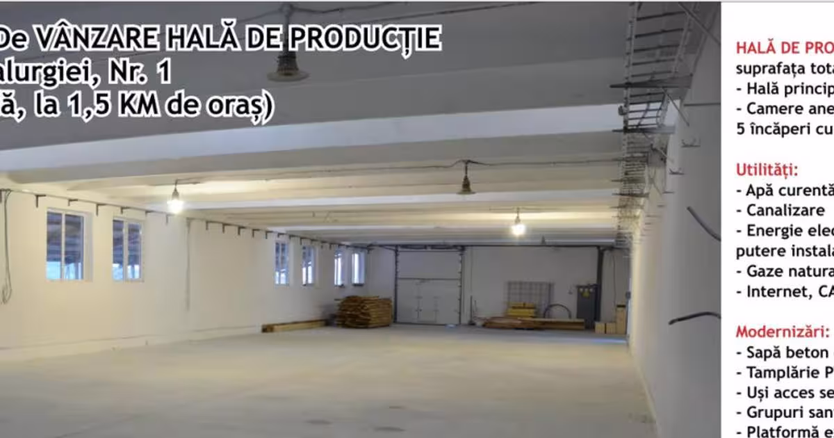 Spațiu industrial 776 mp în zona Industrială, Vaslui