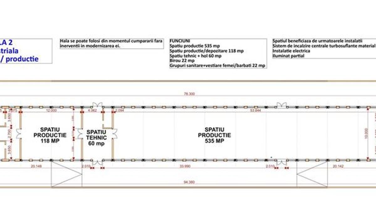 Spațiu industrial 800 mp în Horlești (Rediu)