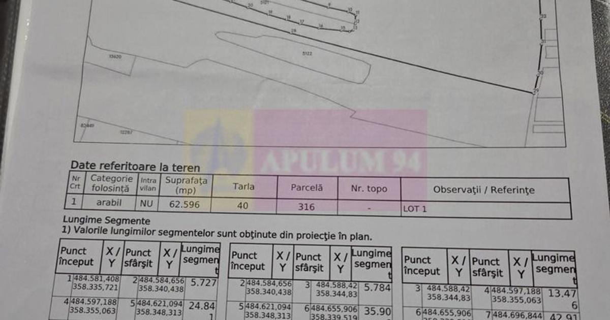 Teren agricol extravilan de 94000 mp, în Albota