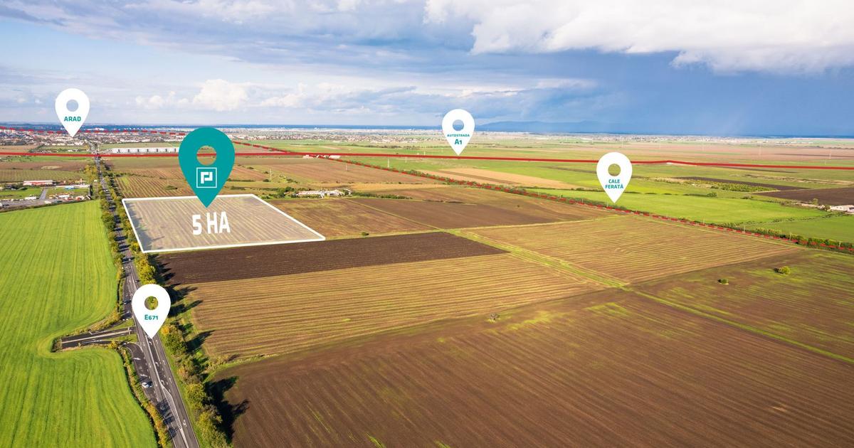 Teren agricol extravilan de 50000 mp, în zona Sud, Arad