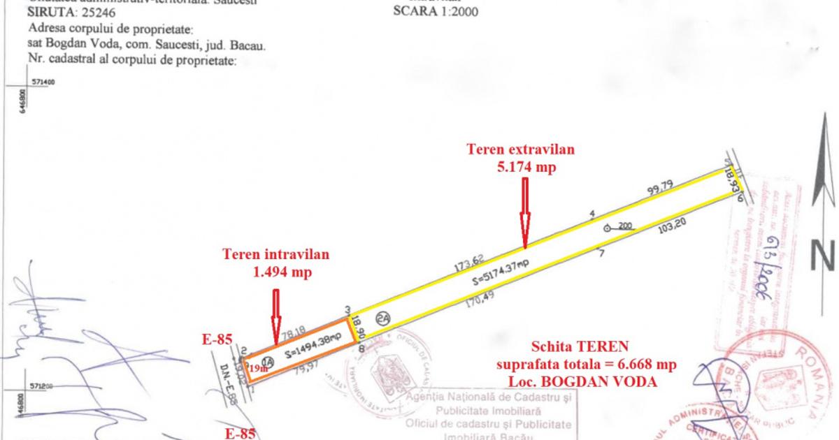 Teren agricol intravilan de 6668 mp, în Bogdan Vodă