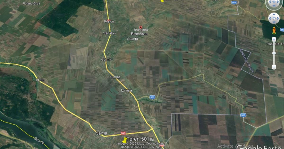 Teren agricol extravilan de 1300000 mp, în Braniștea