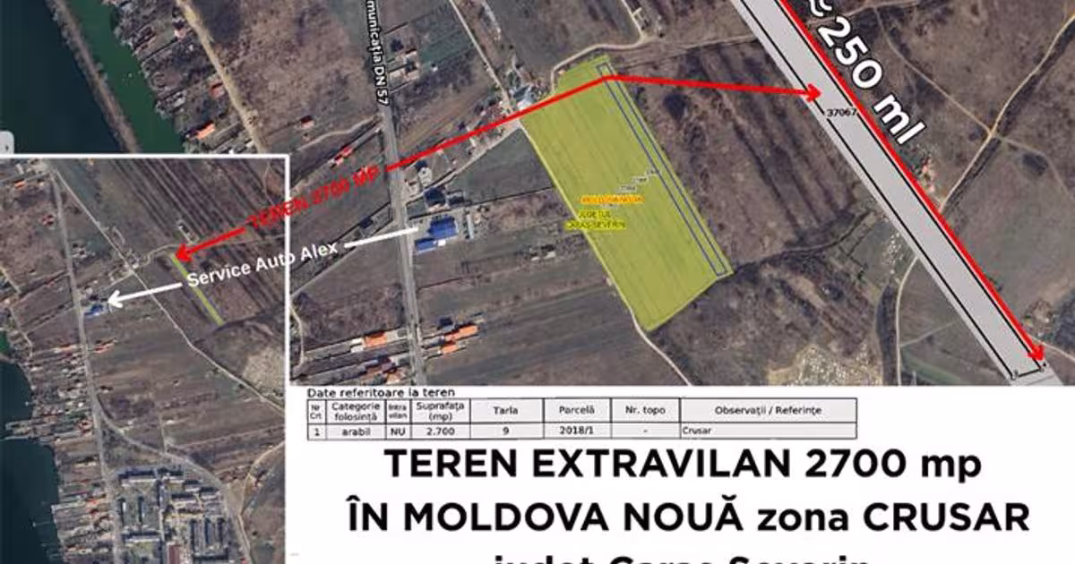 Teren agricol extravilan de 2700 mp, în zona Exterior Est, Moldova Nouă