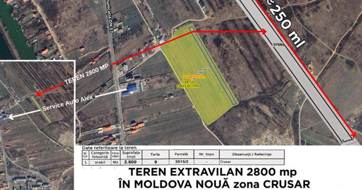 Teren agricol extravilan de 2700 mp, în zona Exterior Est, Moldova Nouă