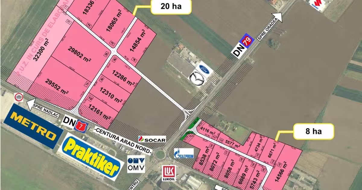 Teren Construcții intravilan de 200000 mp, în zona Grădiște, Arad