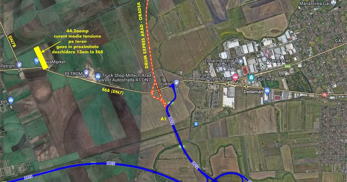 Teren Construcții extravilan de 44200 mp, în zona Vest, Arad