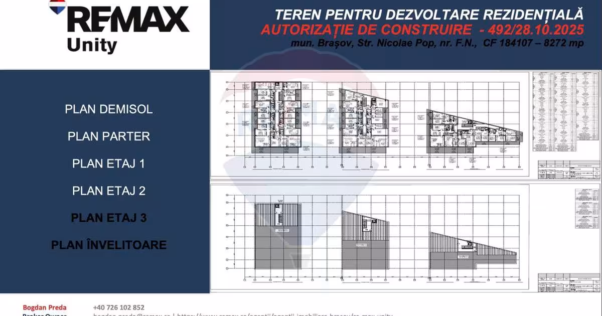 Teren Construcții intravilan de 8272 mp, în zona Griviței, Brașov