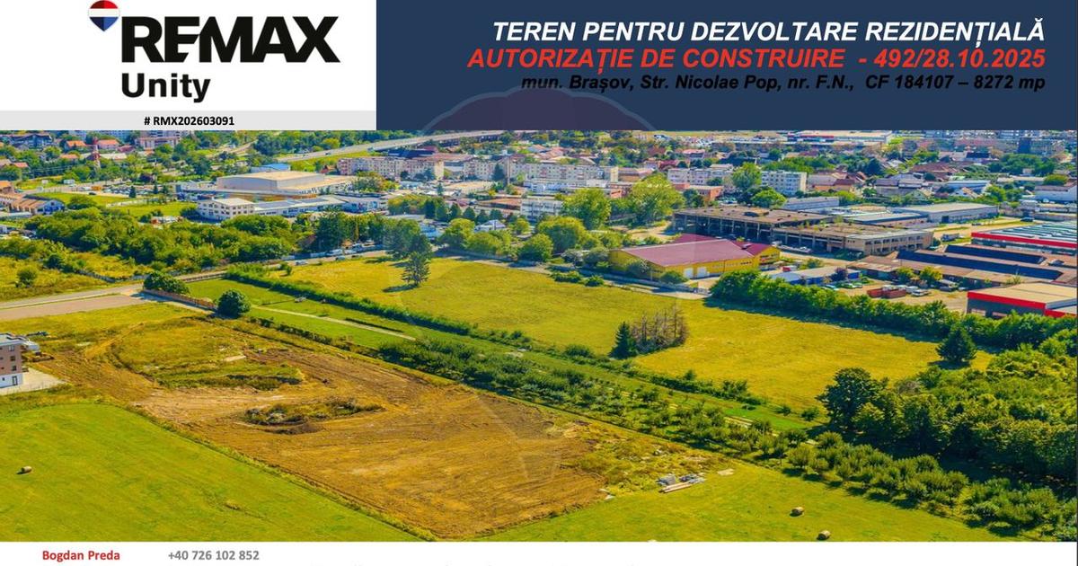 Teren Construcții intravilan de 8272 mp, în zona Griviței, Brașov
