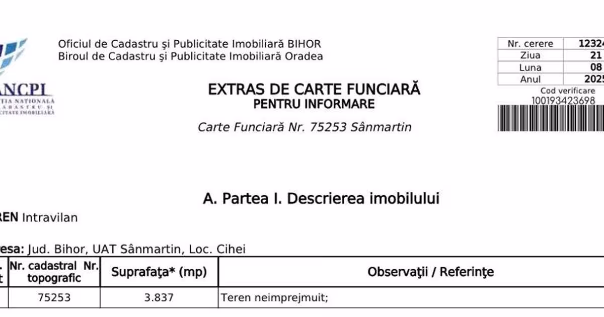 Teren Construcții intravilan de 3837 mp, în Cihei