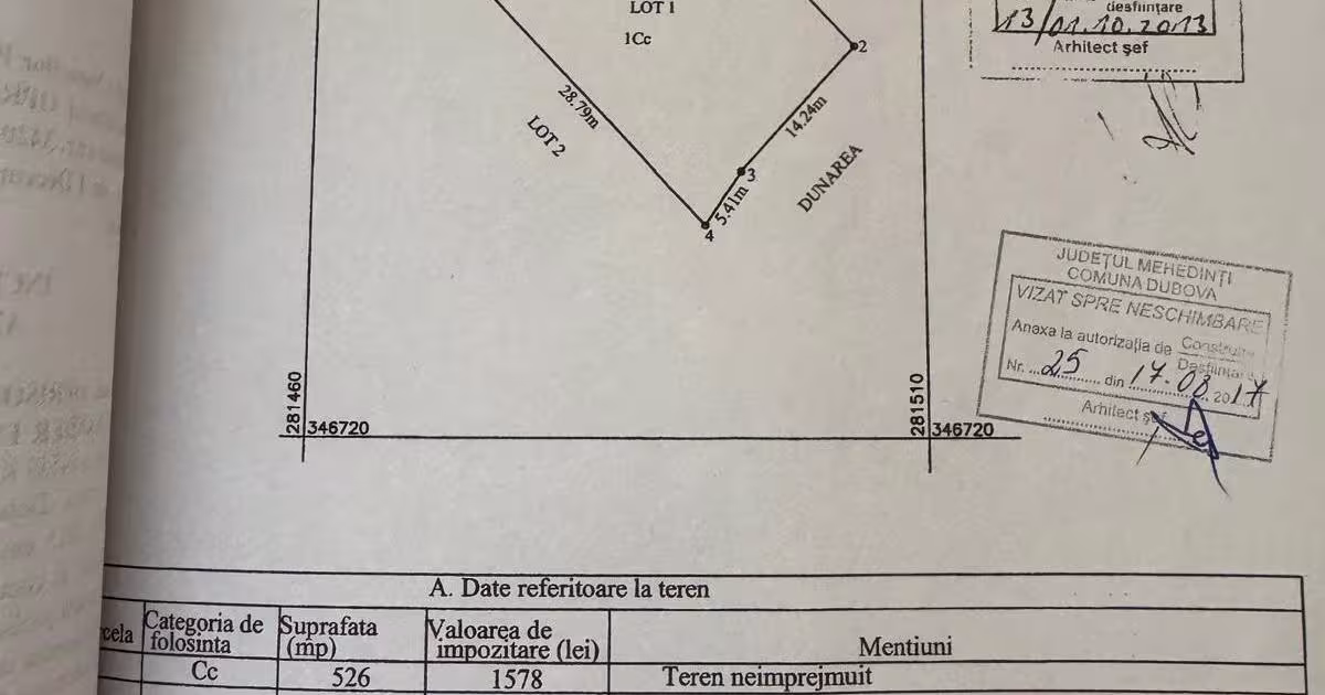 Teren Construcții intravilan de 526 mp, în Dubova