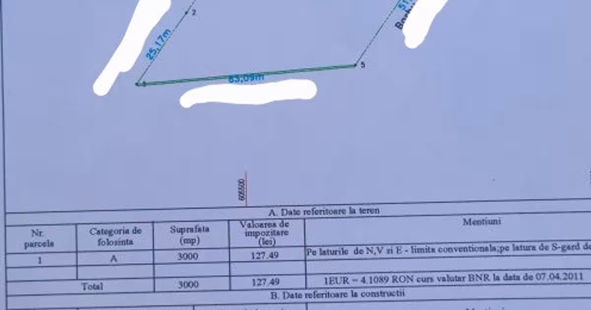 Teren Construcții intravilan de 3000 mp, în Frumușani