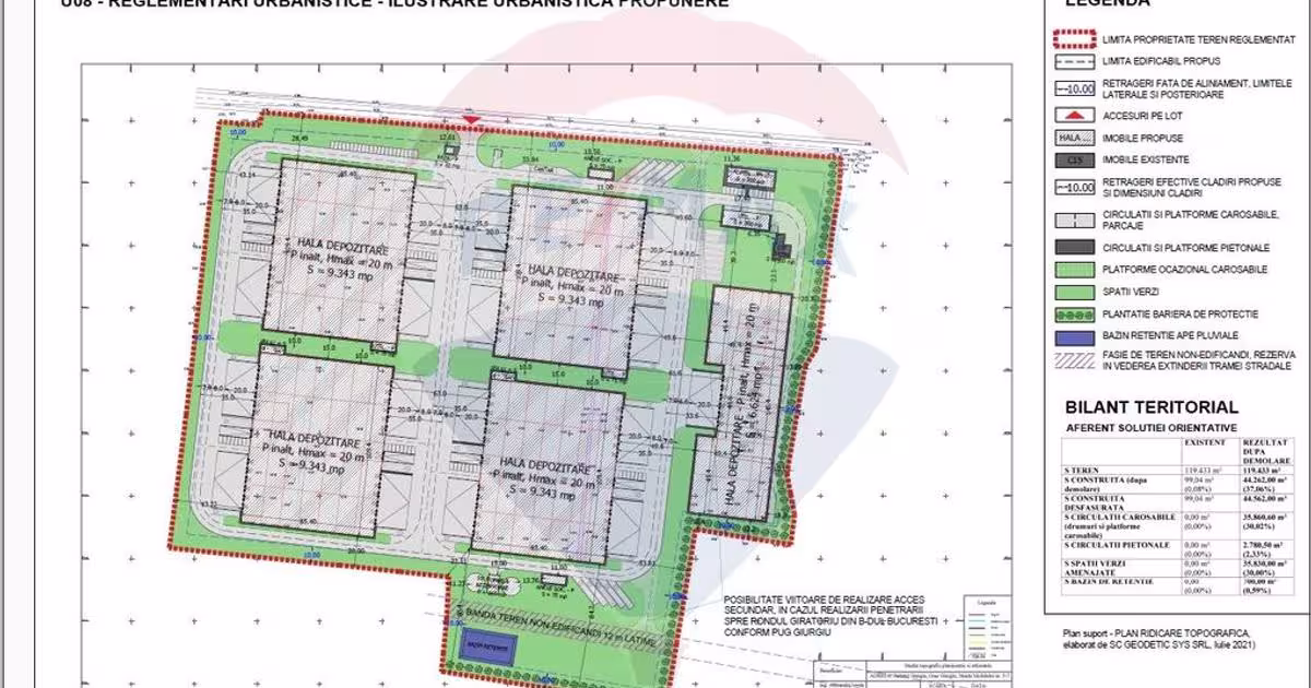 Teren Construcții intravilan de 119433 mp, în zona Nord, Giurgiu