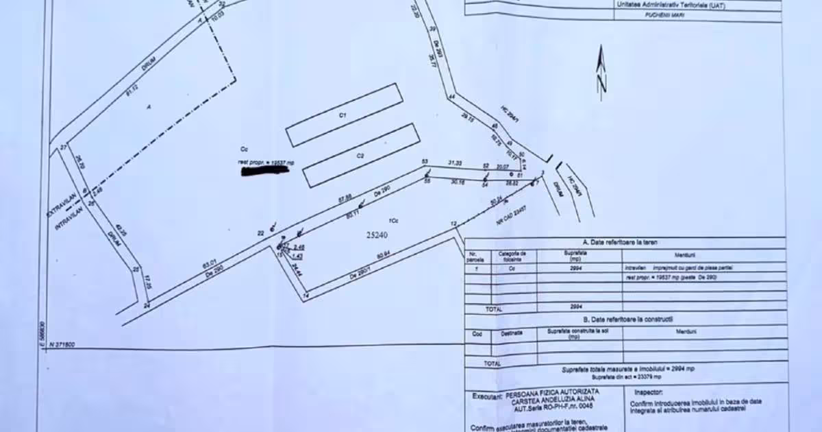 Teren Construcții intravilan de 22531 mp, în Pietroșani