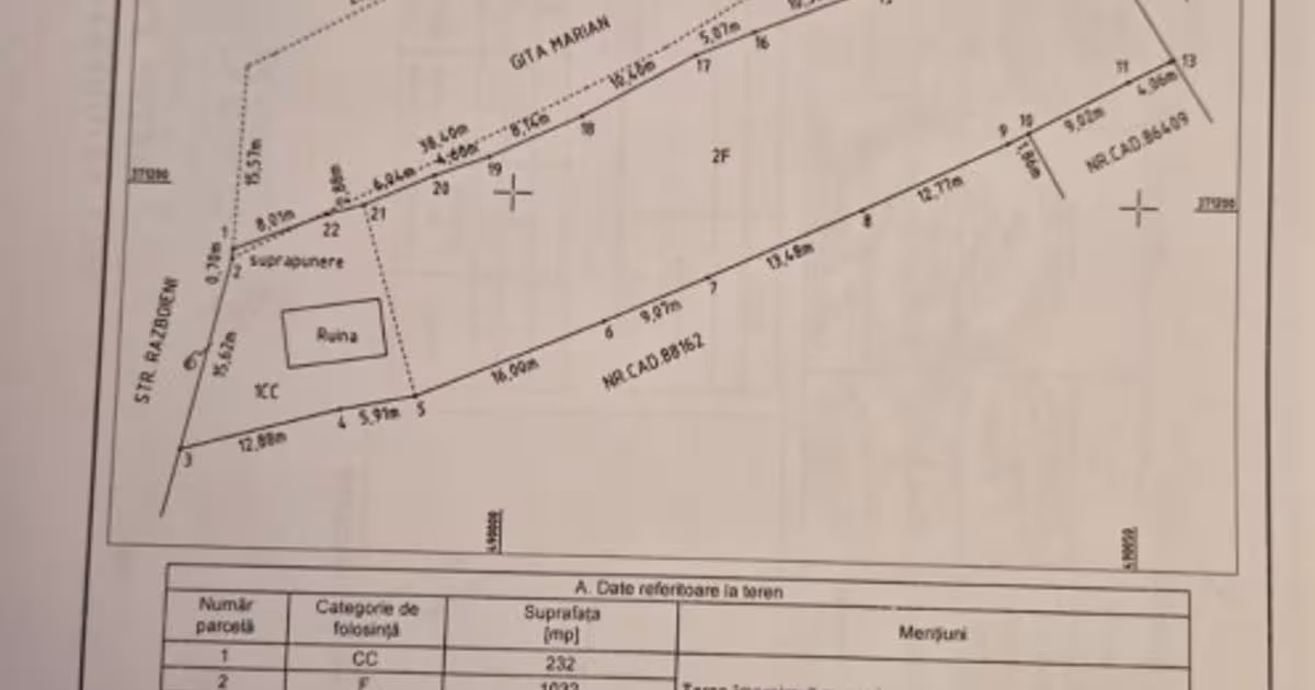 Teren Construcții intravilan de 1264 mp, în zona Războieni, Pitești