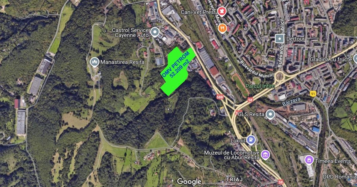 Teren Construcții intravilan de 52209 mp, în zona Sud-Vest, Reșița