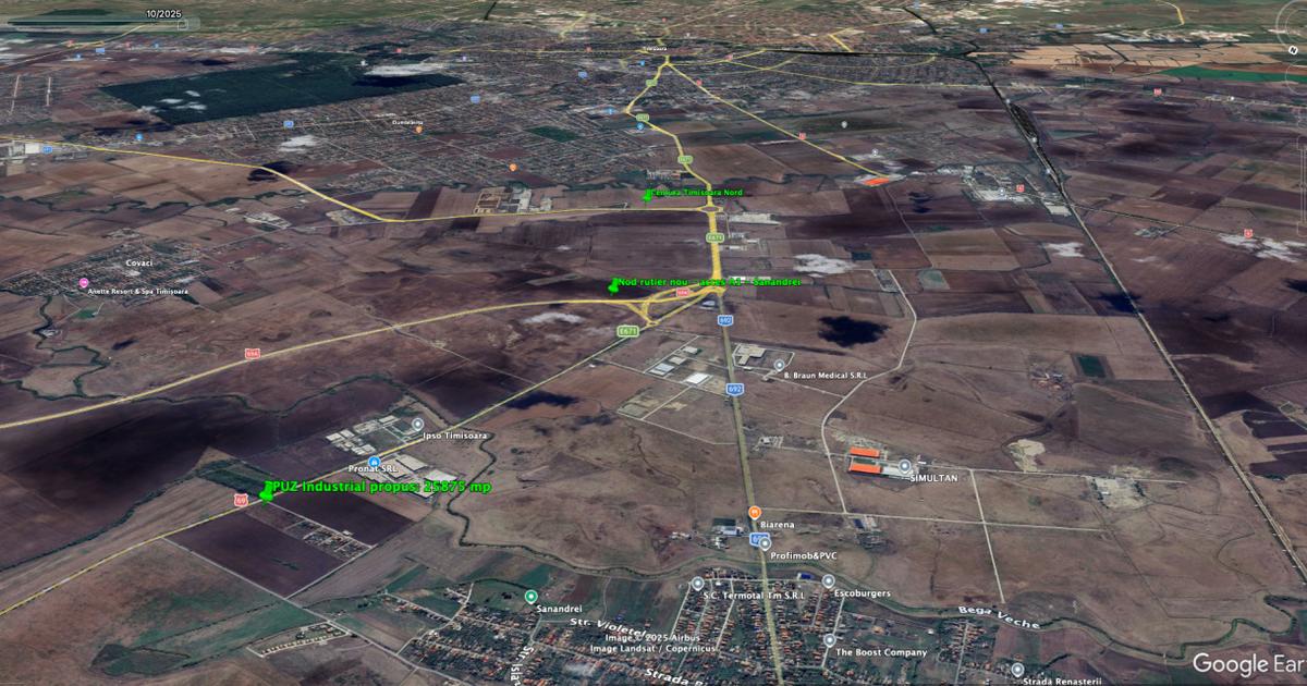 Teren Construcții intravilan de 25975 mp, în zona Exterior Nord, Timișoara