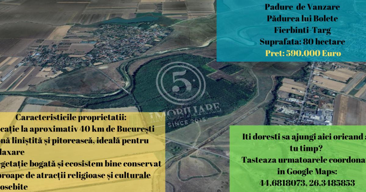 Teren extravilan de 800000 mp, în Fierbinți-Târg