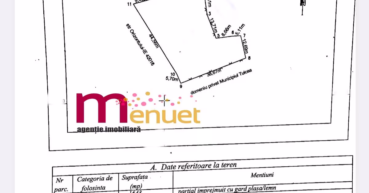 Teren intravilan de 1643 mp, în zona Orizontului, Tulcea