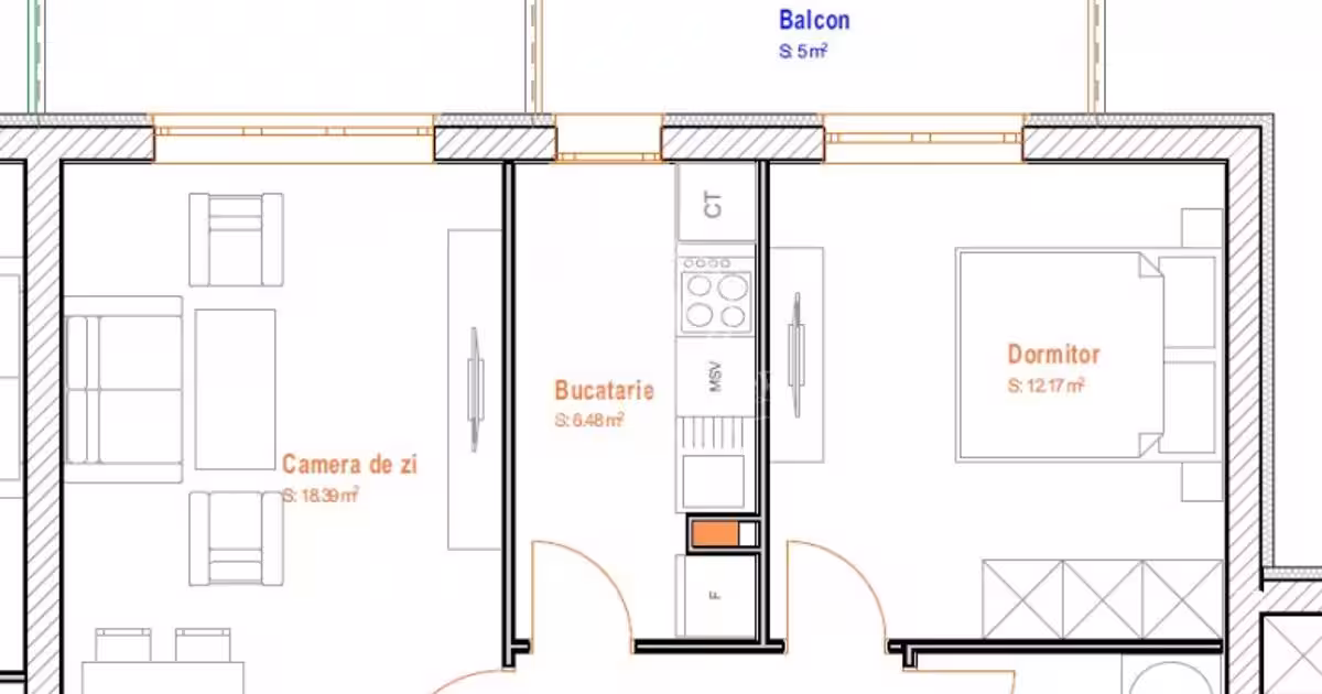 Apartament semidecomandat cu 2 camere în Ștefăneștii de Jos