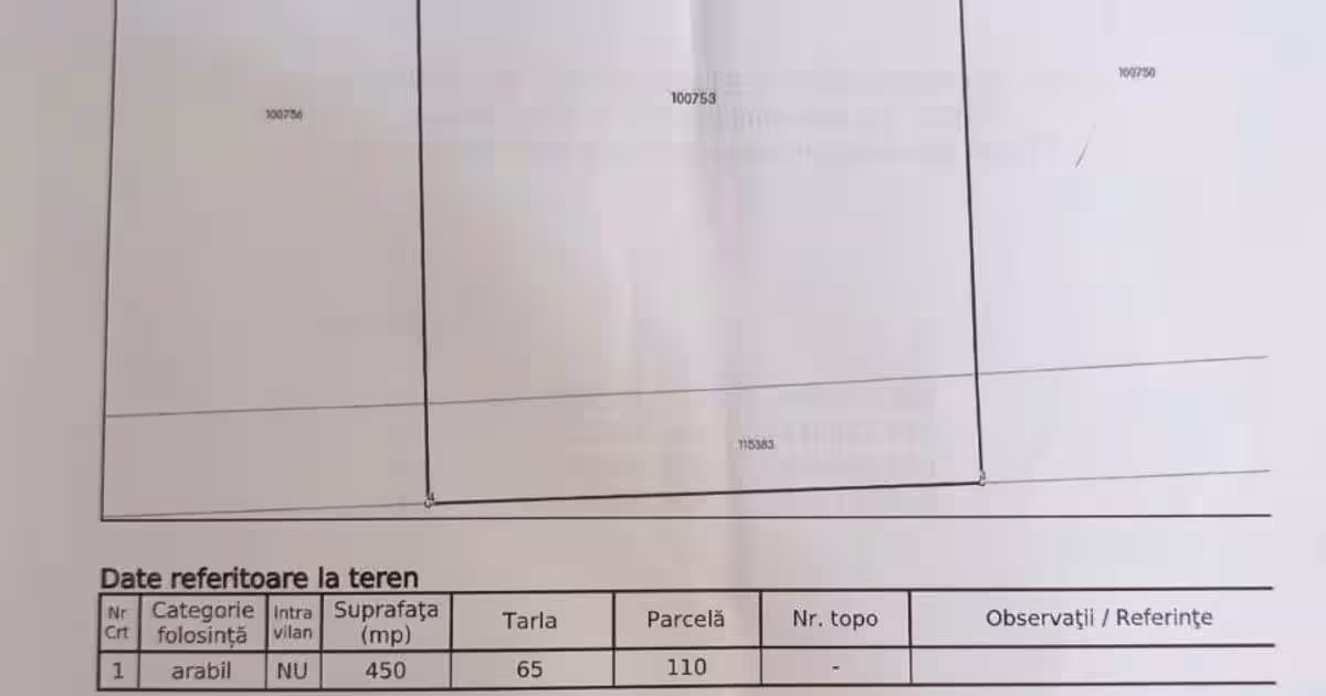 Teren agricol extravilan de 450 mp, în zona Periferie, Galați