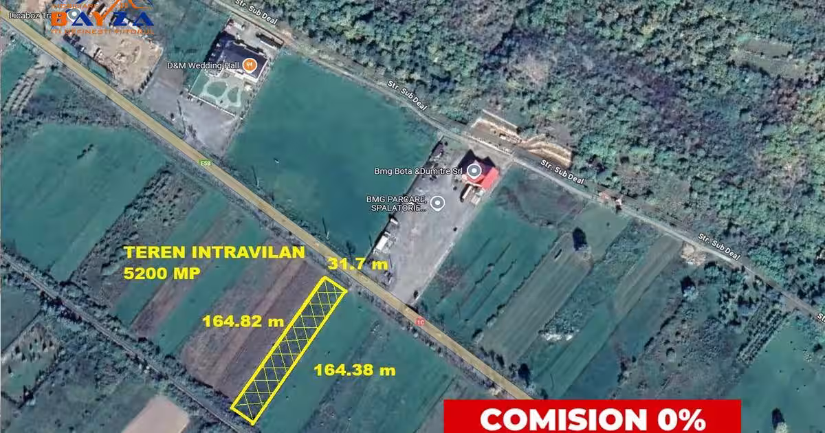 Teren intravilan in exclusivitate, comision 0, zona D&M Wedding Hall - Ilba