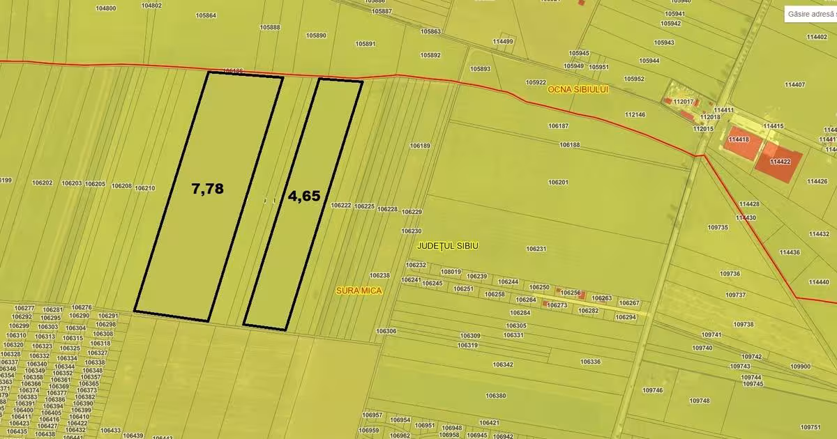 Teren agricol extravilan de 124300 mp, în Șura Mică