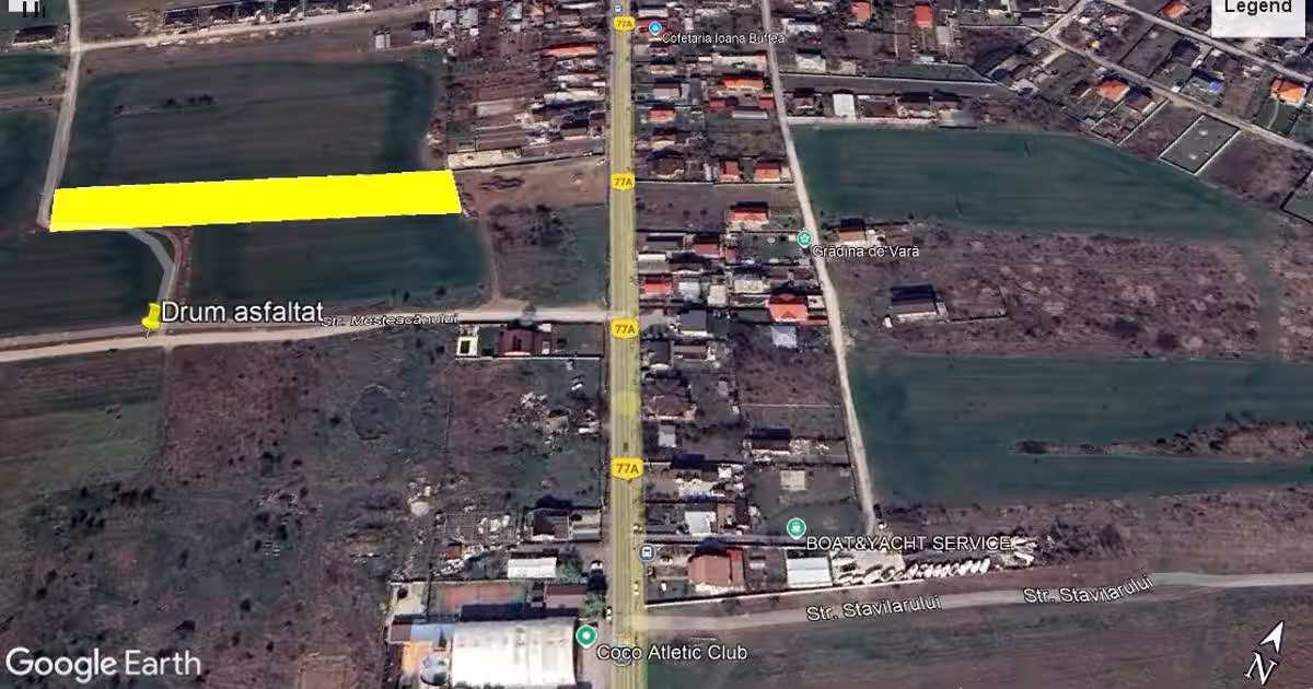 Teren intravilan 5192mp, 70m de asfalt/ apa/ canalizare/ gaz/ curent