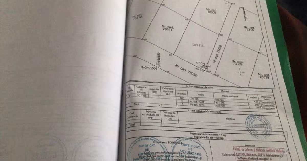 Teren Construcții intravilan de 556 mp, în Gulia